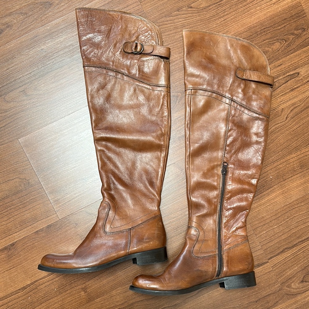 Brown Leather Knee-High Boots